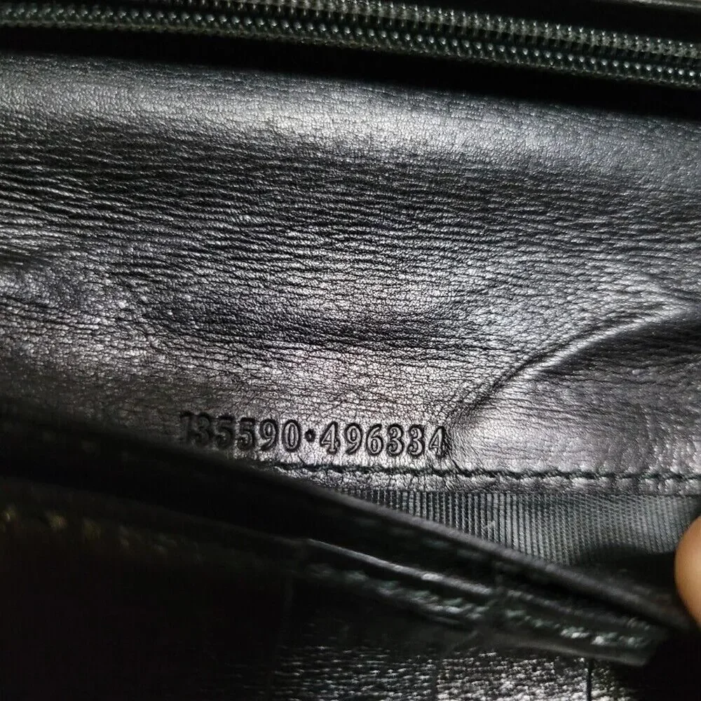 GUCCI GG Monogram Logo Black Leather Long Bifold Wallet 130590496334